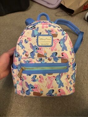 Loungefly x Disney Parks Blue & Pink Stitch and Angel Mini Backpack